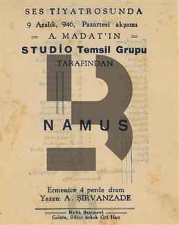 Aşod Madatyan Studio Temsil Grubu, Şirvanzade Namus Oyunu Broşürü, 1946