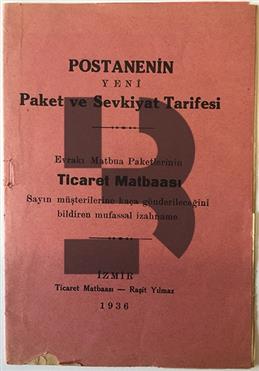 Postanenin Yeni Paket ve Sevkiyat Tarifesi (İzmir baskısı)